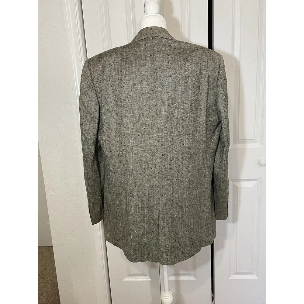Deans Gate Men's Sport Coat Blazer Two Button Gray 100%Silk Size 44L